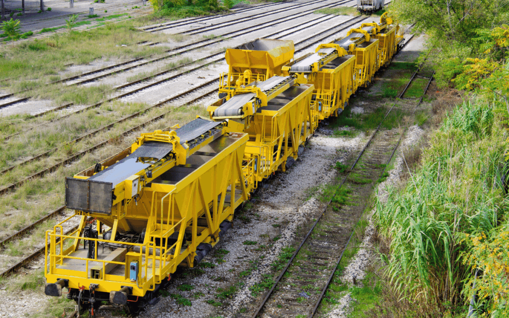 mantenimiento ferroviario con maquinaria en vía activa